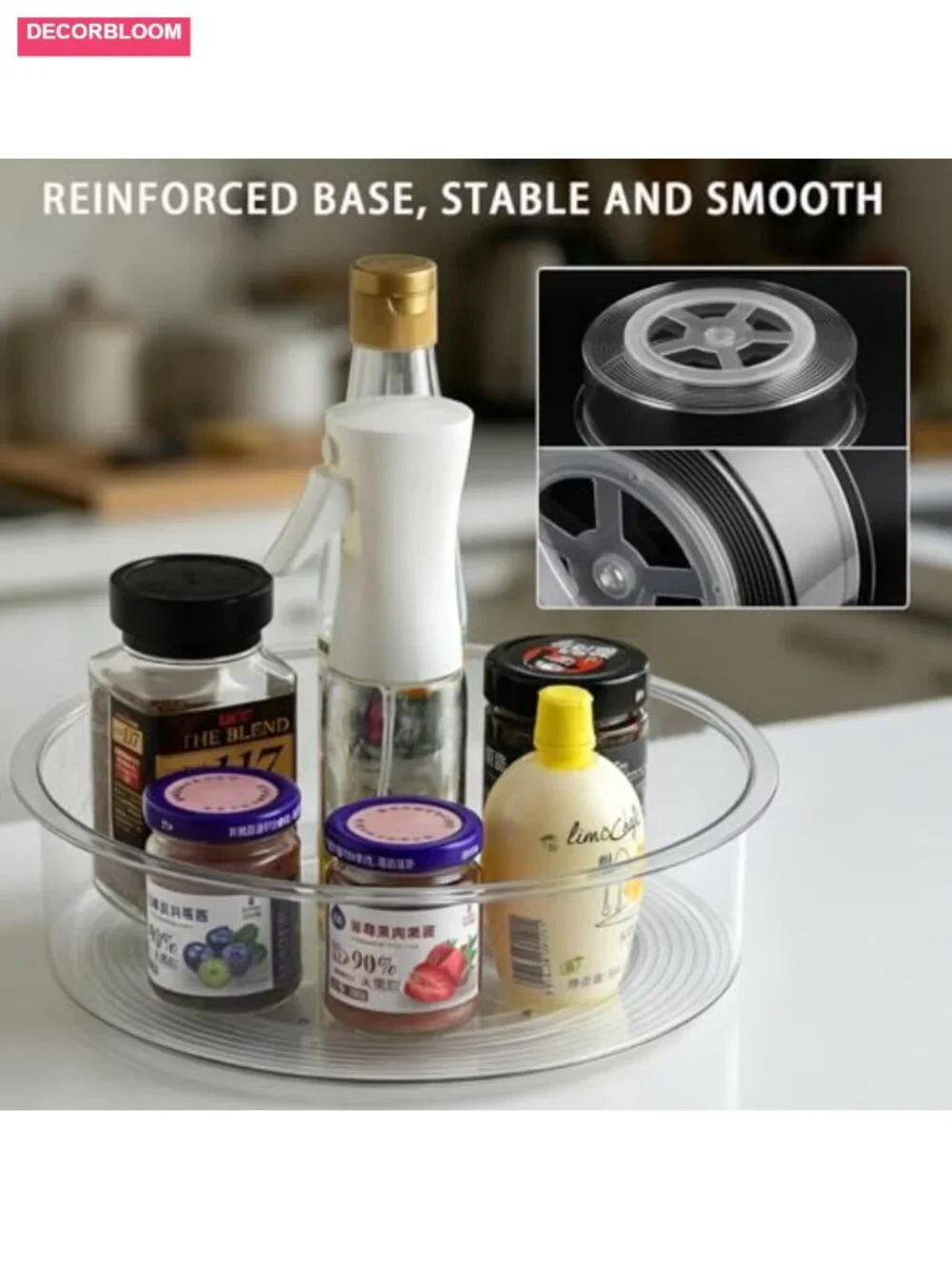 Clear Acrylic Lazy Susan Organizer 10in+12in 2-Piece 360 Rotating Turntable for